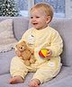 Little Surprise Box Cotton Woven Full Sleeves Animal Applique Detailed Winter Wear Romper - Yellow