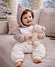 Little Surprise Box Cotton Woven Full Sleeves Floral Printed Winter Wear Hooded Romper - White