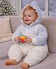Little Surprise Box Cotton Woven Full Sleeves Checked Winter Wear Hooded Romper - Blue