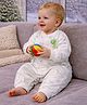 Little Surprise Box Cotton Woven Full Sleeves Dinosaur Printed Winter Wear Romper - White