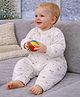 Little Surprise Box Cotton Woven Full Sleeves Animal Printed Winter Wear Romper - White