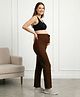 Bella Mama Cotton Lycra Knit Full Length High Coverage Maternity Pant - Brown