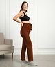 Bella Mama Cotton Lycra Knit Full Length High Coverage Maternity Pant - Rust Orange