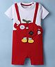 Mark & Mia Cotton Half Sleeves Romper With Apple Applique - Multicolor