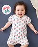 Mark & Mia 100% Cotton Knit Half Sleeves Cherry Printed Romper With Patch -White