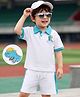 Mark & Mia Cotton Knit Half Sleeves Oversized Polo T-Shirt & Shorts Set with Dino Graphic - White