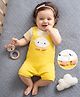 Mark & Mia Cotton Knit Half Sleeves Striped Romper with Patch Detailing - Multicolor
