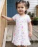 Babyhug Cotton Knit Half Sleeves Nighty With Animal & Floral Print - White