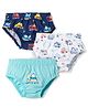 Babyhug 100% Cotton Knit Antibacterial Vehicle Printed Briefs Pack of 3 - Blue Navy & White