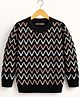 KUCHIPOO Fleece Knit Full Sleeves Chevron Designed Winter Sweatshirt - Black
