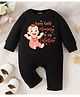 KNITROOT Cotton Knit Valentine Theme Full Sleeves Sorry Girls Mommy Is My Valentine Text Printed Romper - Black