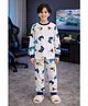 Unicorns Cotton Knit Full Sleeves Gaming Console Printed Coordinating Tee & Pajama Night Suit - White