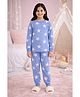 Unicorns Cotton Knit Full Sleeves Star Printed Coordinating Tee & Pajama Night Suit - Light Blue