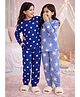 Unicorns Cotton Knit Pack Of 2 Full Sleeves Star & Polka Dots Printed Coordinating Tee & Pajama Night Suits - Blue