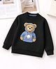 Googo Gaaga Cotton Loop Knit Full Sleeves Teddy Printed Light Winter Sweatshirt - Black