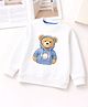 Googo Gaaga Cotton Loop Knit Full Sleeves Teddy Printed Light Winter Sweatshirt - White