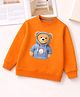 Googo Gaaga Cotton Loop Knit Full Sleeves Teddy Printed Light Winter Sweatshirt - Orange