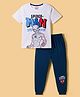 Pine Kids Marvel Single Jersey Knit Half Sleeves T-Shirt & Pyjama Night Suit With Spider Man Graphic - Navy Blue & White