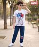 Pine Kids Marvel Single Jersey Knit Half Sleeves T-Shirt & Pyjama Night Suit With Spider Man Graphic - Navy Blue & White
