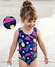 ROVARS Sleeveless V Cut Swimsuit With Tropical Print - Blue