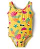 ROVARS Sleeveless V Cut Swimsuit With Tropical Print - Yellow