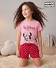 HoneyHap Disney Single Jersey Knit Half Sleeves T-Shirt & Shorts Night Suit with Minnie Mouse Graphic - Pink