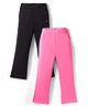 Honeyhap Premium Cotton Elastane Knit Full Length Solid Leggings With Bio Finish Pack Of 2 - Black Beauty & Sachet Pink