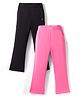 Honeyhap Premium Cotton Elastane Knit Full Length Solid Leggings With Bio Finish Pack Of 2 - Black Beauty & Sachet Pink