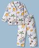 Enfance Core Cotton Woven Full Sleeves Vacation Theme Printed Co-ords Shirt & Pajama Night Suit - Yellow