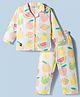 Enfance Core Cotton Woven Full Sleeves Fruits Printed Co-ords Shirt & Pajama Night Suit - Peach