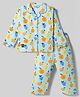 Enfance Core Cotton Woven Full Sleeves Tropical Theme Printed Co-Ords Pyjama Night Suit - Light Blue