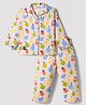 Enfance Core Cotton Woven Full Sleeves Tropical Theme Printed Co-Ords Pyjama Night Suit - Peach