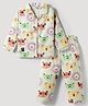 Enfance Core Cotton Woven Full Sleeves Animal Printed Co-Ords Pyjama Night Suit - Light Green