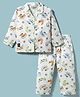 Enfance Core Cotton Woven Full Sleeves Puppy Printed Co-ords Shirt & Pajama Night Suit - White