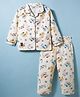 Enfance Core Cotton Woven Full Sleeves Puppy Printed Co-ords Shirt & Pajama Night Suit - Cream