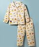 Enfance Core Cotton Woven Full Sleeves Cafe Theme Printed Co-ords Shirt & Pajama Night Suit - Cream