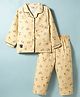 Enfance Core Cotton Woven Full Sleeves Racing Theme Printed Co-ords Shirt & Pajama Night Suit - Light Brown