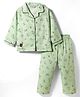 Enfance Core Cotton Woven Full Sleeves Racing Theme Printed Co-ords Shirt & Pajama Night Suit - Light Green