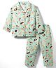 Enfance Core Cotton Woven Full Sleeves Sea Life Printed Co-ords Shirt & Pajama Night Suit - Light Green