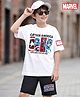 Pine Kids Marvel Single Jersey Knit Half Sleeves T-Shirt & Shorts Set With Avengers Graphics - Multicolor