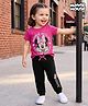 Babyhug Disney 100% Cotton Knit Half Sleeves T-Shirt & Joggers Set With Minnie Mouse Graphic - Multicolor
