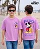 Pine Kids Disney Single Jersey Knit Half Sleeves T-Shirt with Front & Back Mickey Mouse Graphic - Lavender