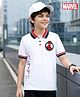 Pine Kids Marvel Single Jersey Knit Half Sleeves Polo T-Shirt with Spiderman Patch - White