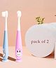 MIHAR ESSENTIALS Baby Toothbrush I Supersoft Bristles & Suction Cup Base Tooth Brush for Kids/Babies/Toddlers - Pink & Blue (Pack of 2)
