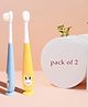MIHAR ESSENTIALS Baby Toothbrush I Supersoft Bristles & Suction Cup Base Tooth Brush for Kids/Babies/Toddlers - Blue & Yellow (Pack of 2)
