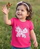 Babyoye Cotton Knit T-Shirts Placement Print Half Sleeves Pink 0-3 Months