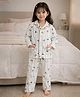 Little Surprise Box Cotton Blend Woven Full Sleeves Tree & Dogs Printed Coordinating Shirt &  Pant Night Suit - White