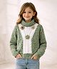 Little Surprise Box Knitted Knit Full Sleeves Floral Applique Detailed Sweater - Green