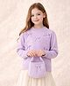 Little Surprise Box Knitted Knit Full Sleeves Bow Applique Detailed Sweater With Bag - Purple