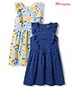 Honeyhap Premium 100% Cotton Knit With Bio Finish Frill Sleeves Frocks With Floral & Polka Dot Print Pack of 2 - Bright White & Limoges